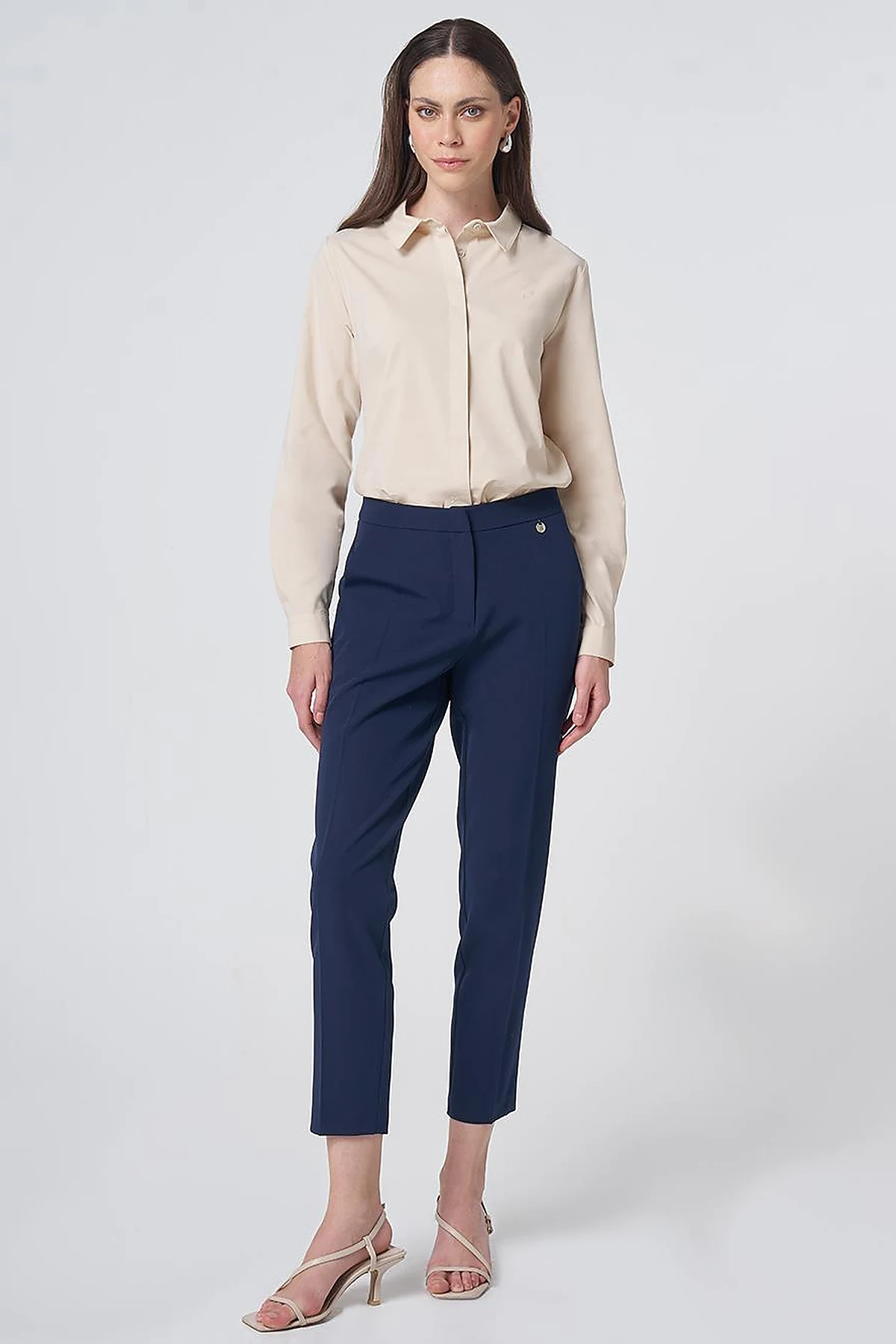 Pocket Detail Basic Tailored Trousers – Navy