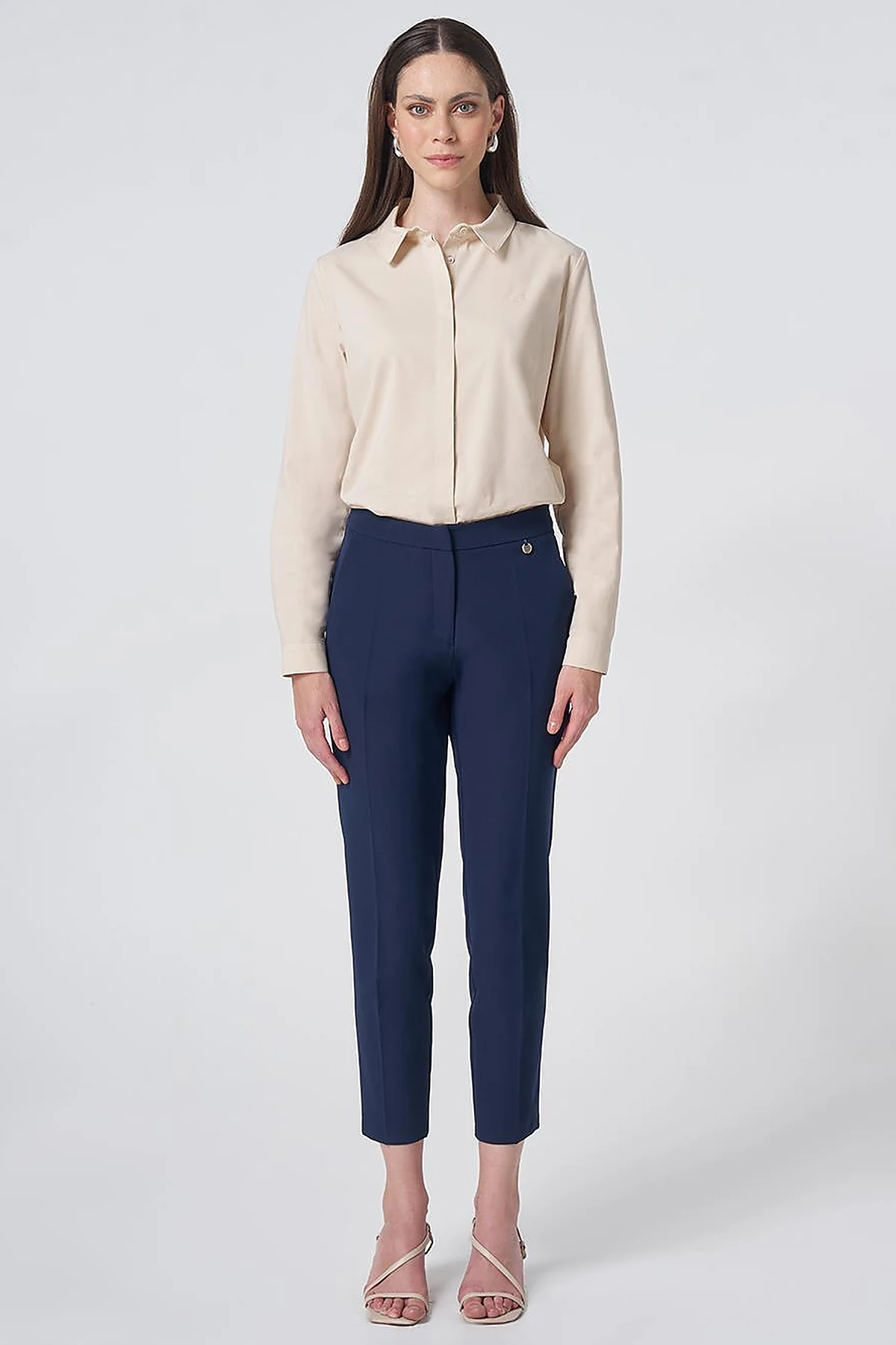 Pocket Detail Basic Tailored Trousers – Navy