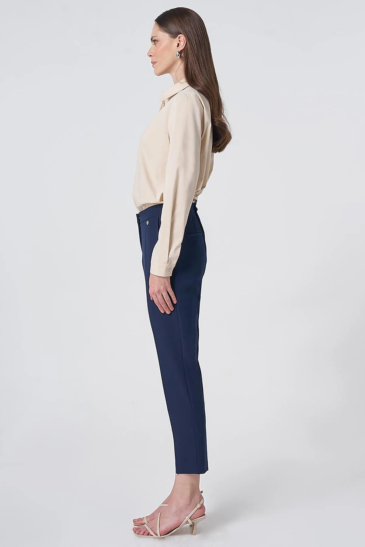 Pocket Detail Basic Tailored Trousers – Navy