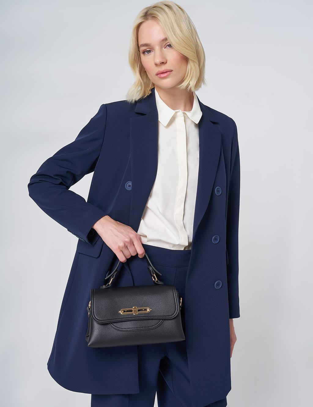Basic Notched Collar Blazer Jacket – Navy