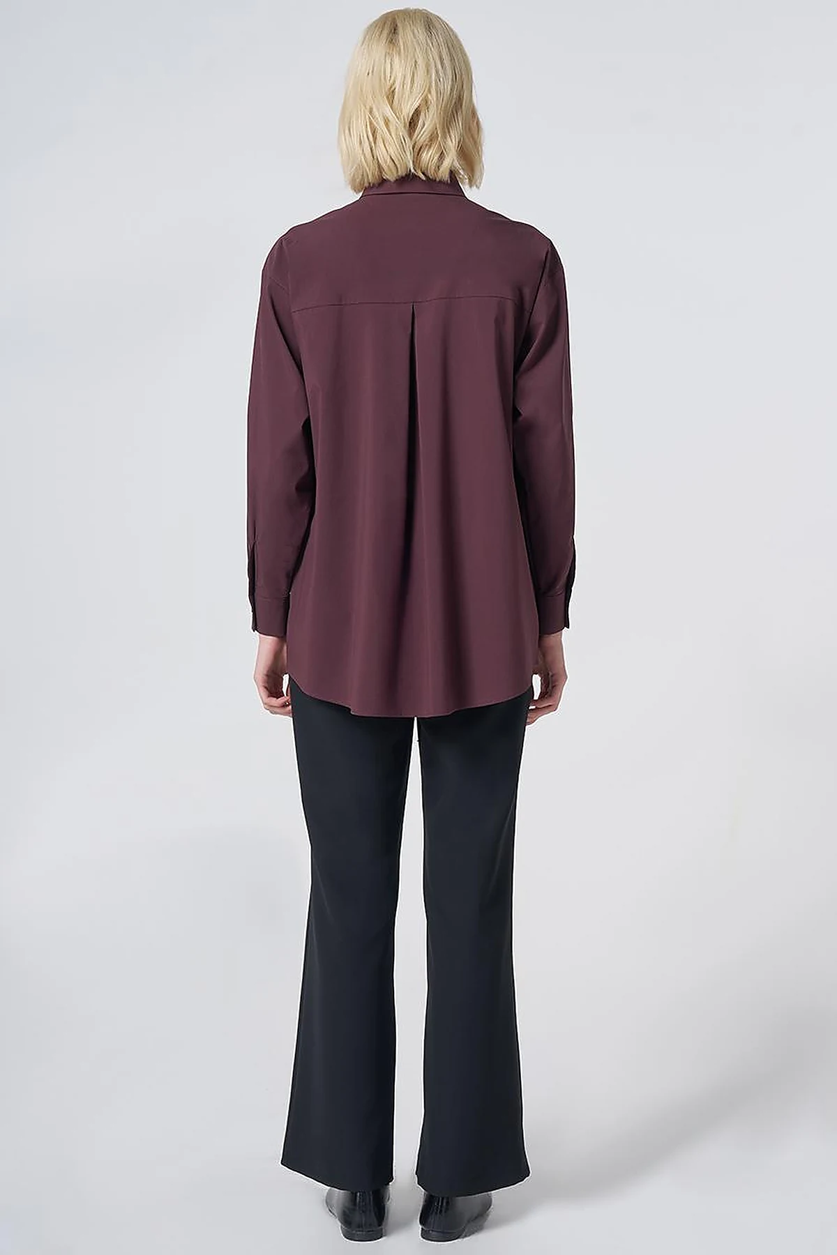 Buttoned Cotton Basic Shirt Burgundy