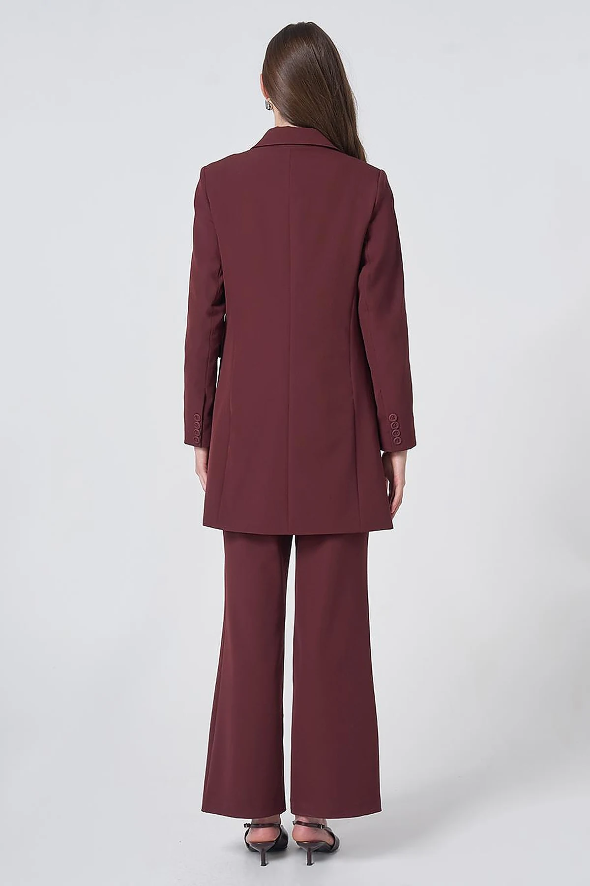 Basic Notched Collar Blazer Jacket – Burgundy