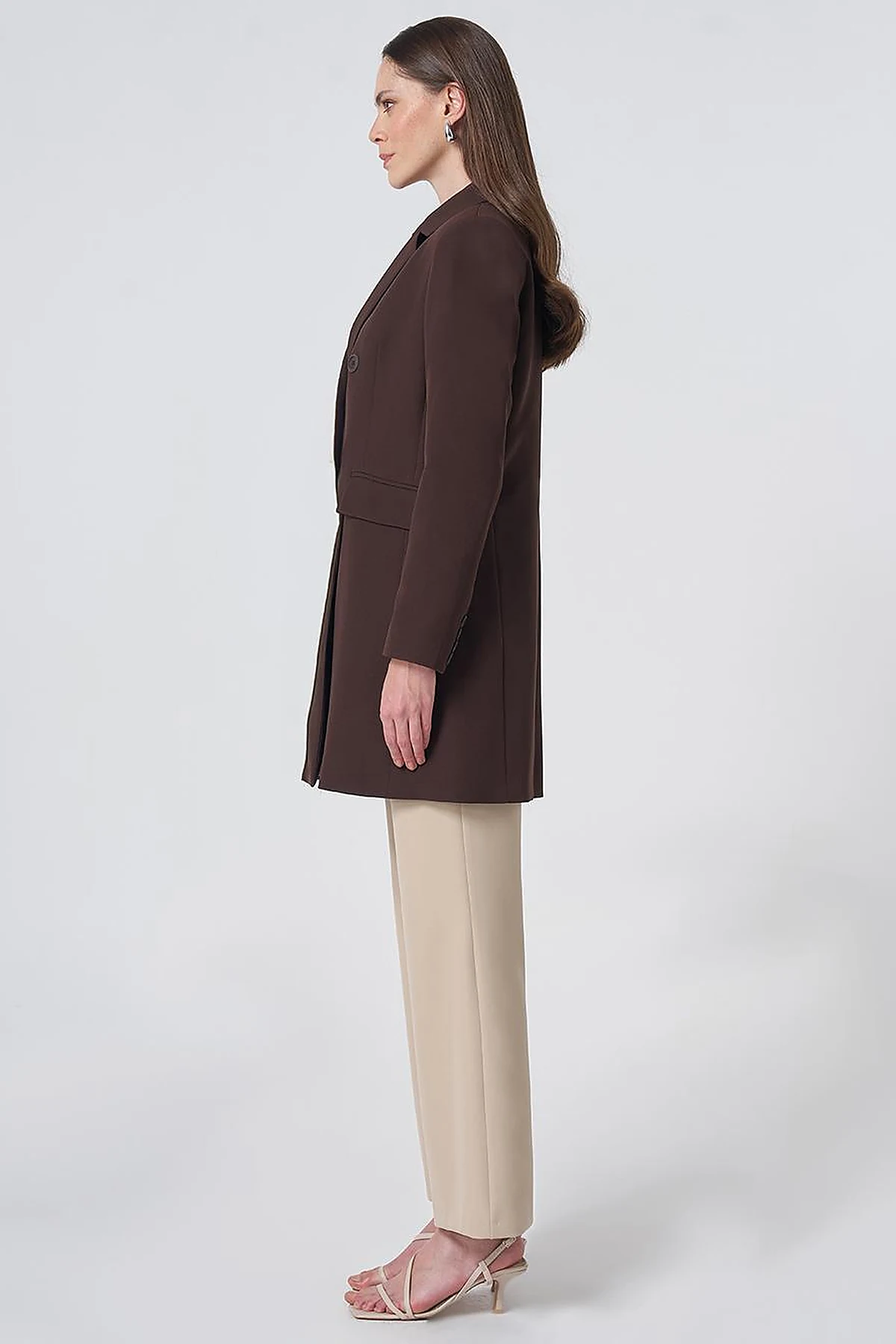 Basic Notched Collar Blazer Jacket – Dark Brown
