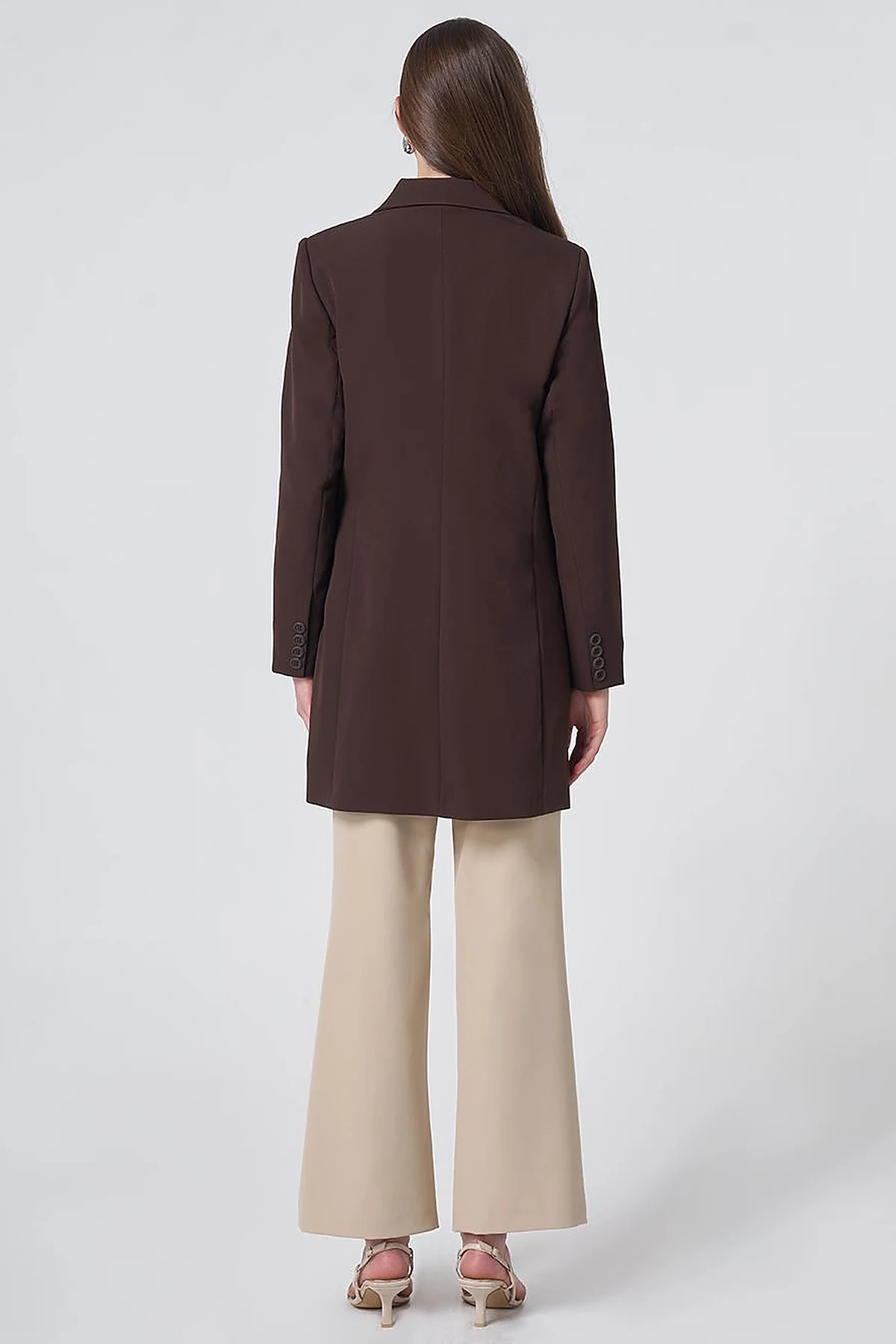Basic Notched Collar Blazer Jacket – Dark Brown