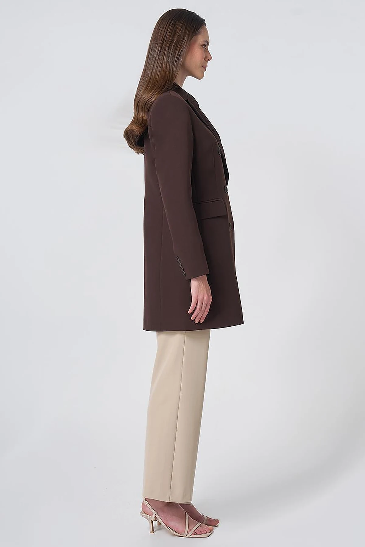 Basic Notched Collar Blazer Jacket – Dark Brown
