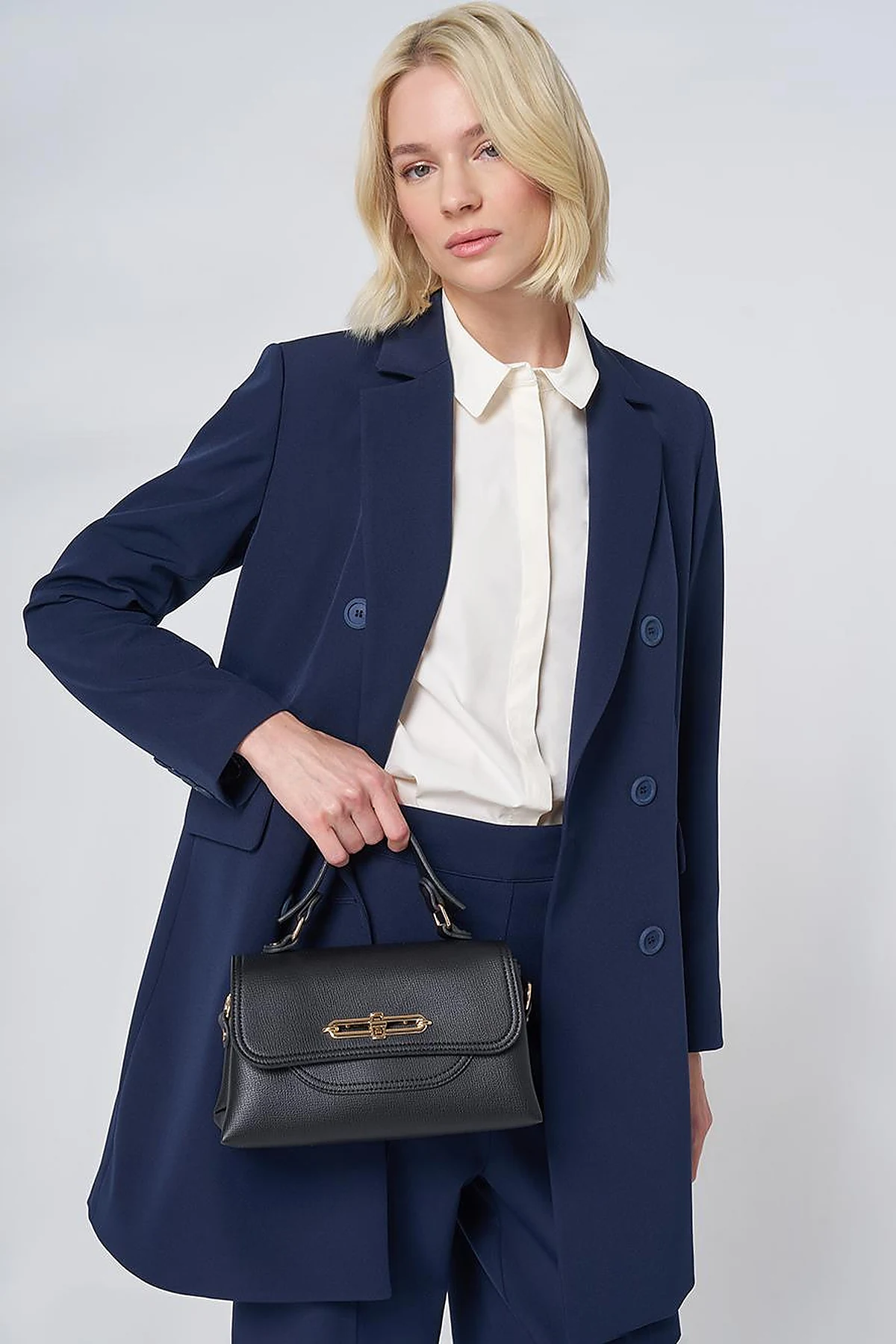 Basic Notched Collar Blazer Jacket – Navy