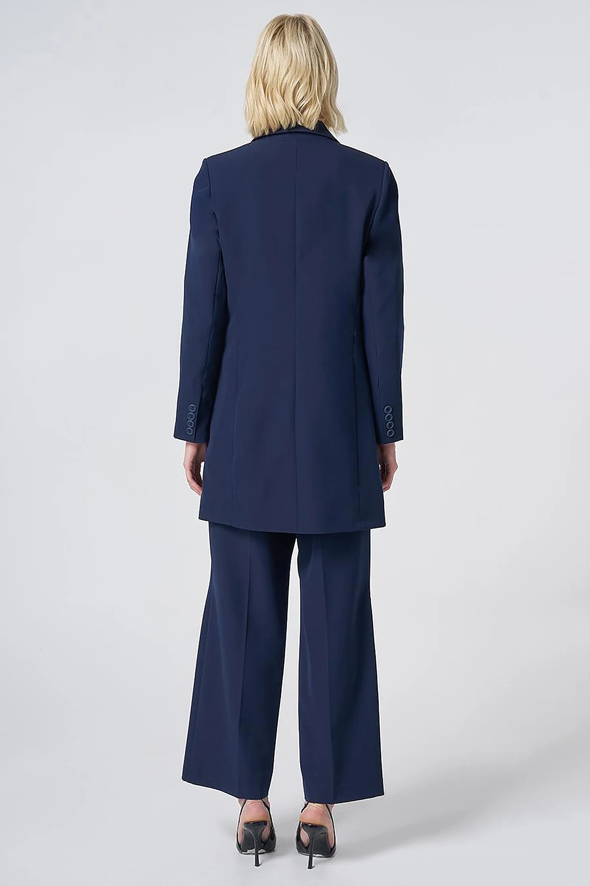 Basic Notched Collar Blazer Jacket – Navy