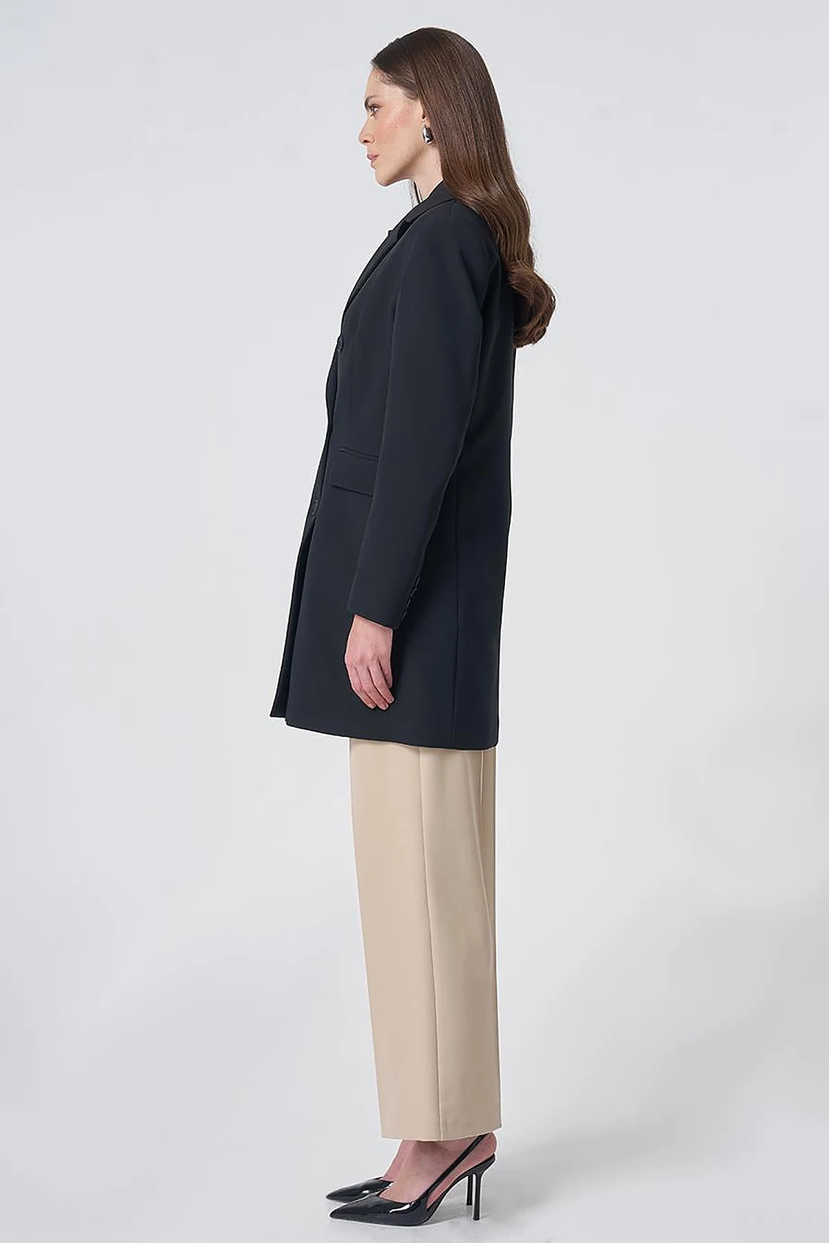 Basic Notched Collar Blazer Jacket – Black