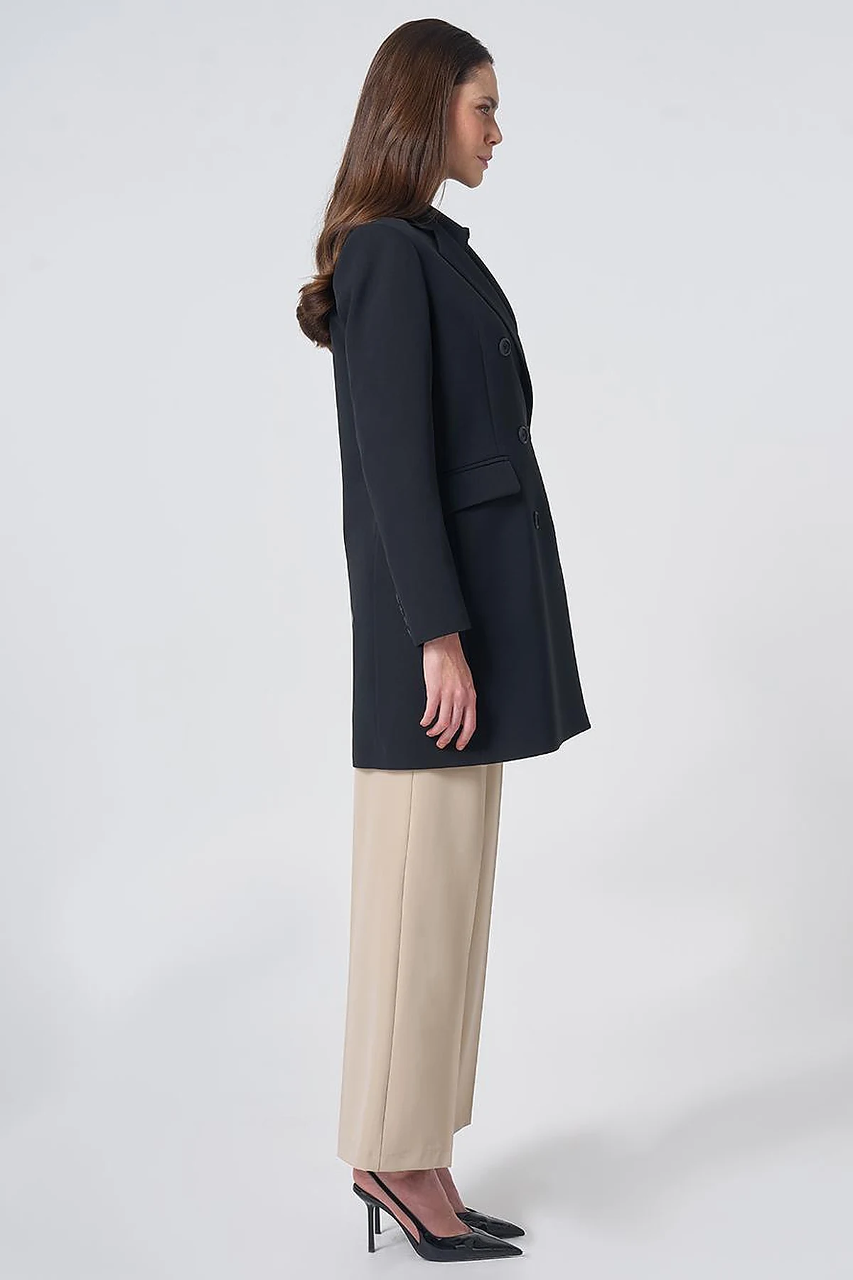 Basic Notched Collar Blazer Jacket – Black