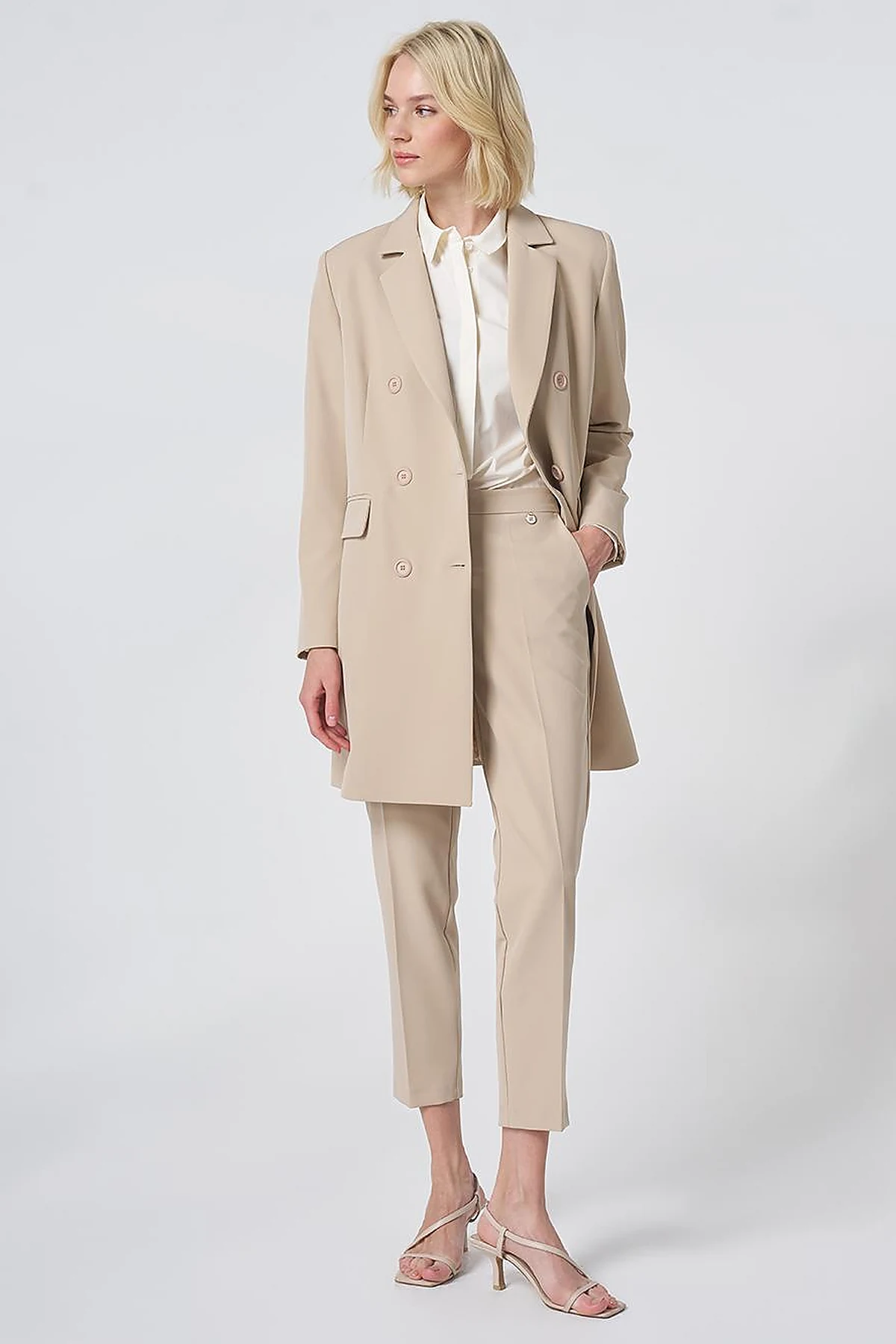 Basic Notched Collar Blazer Jacket – Stone