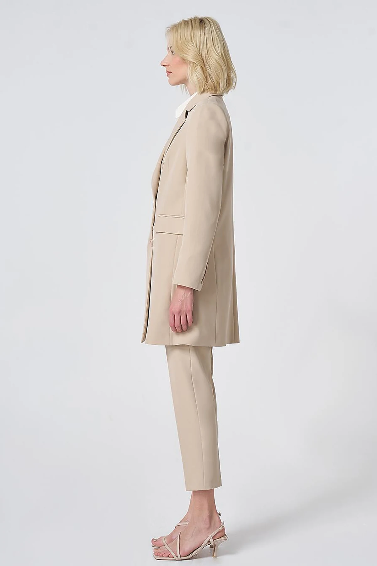 Basic Notched Collar Blazer Jacket – Stone