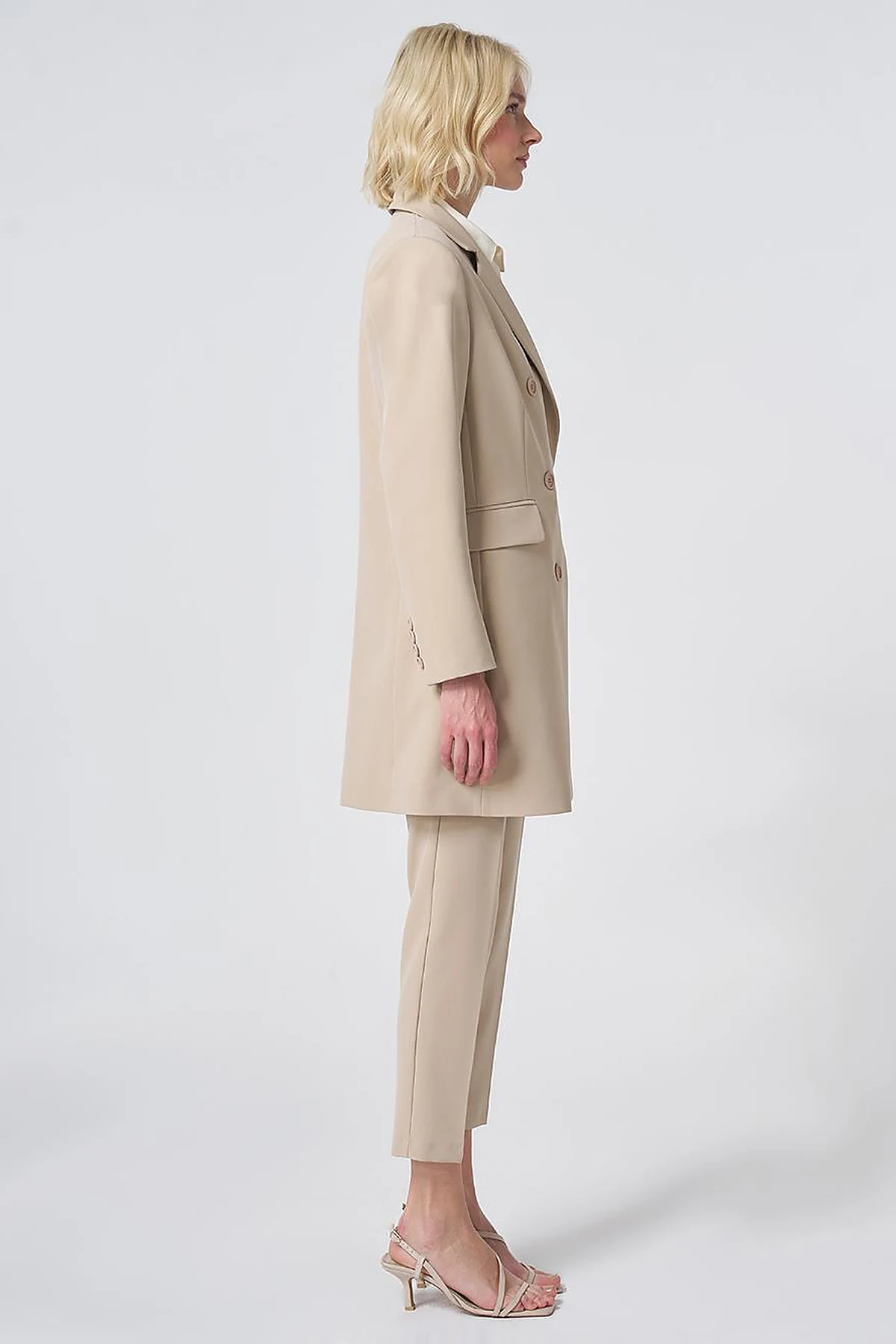 Basic Notched Collar Blazer Jacket – Stone