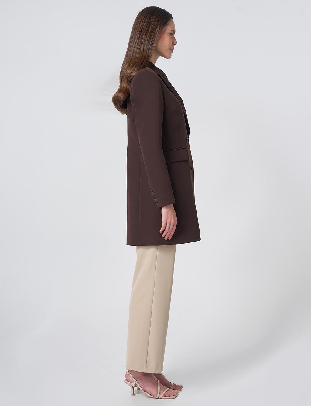 Basic Notched Collar Blazer Jacket – Dark Brown