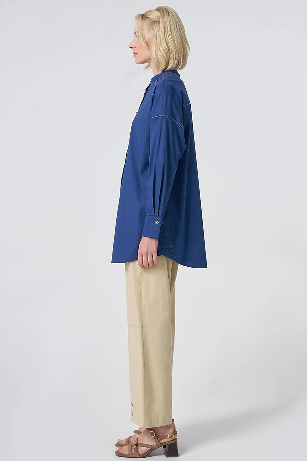Stone-Embellished Cotton Tunic– Parliament Blue