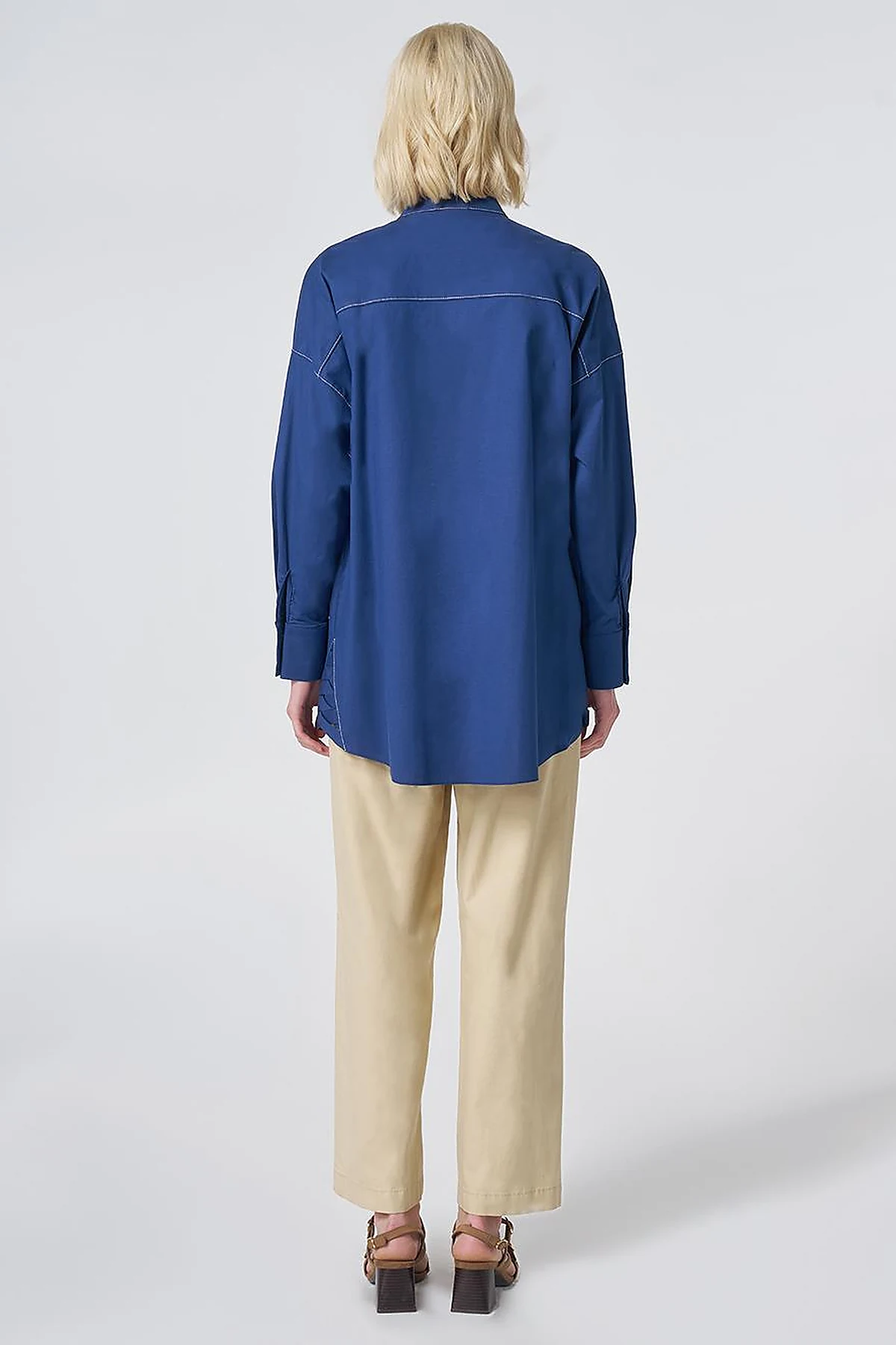 Stone-Embellished Cotton Tunic– Parliament Blue