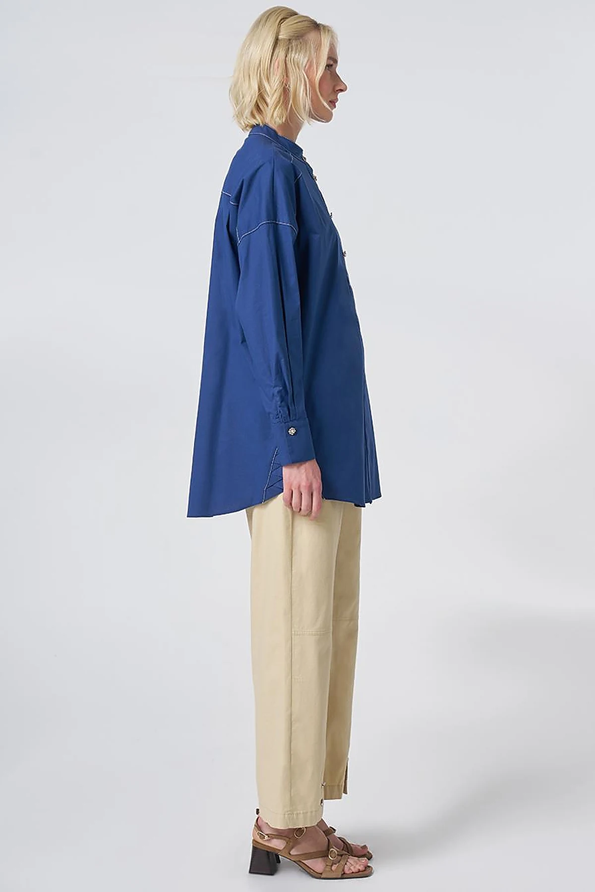 Stone-Embellished Cotton Tunic– Parliament Blue