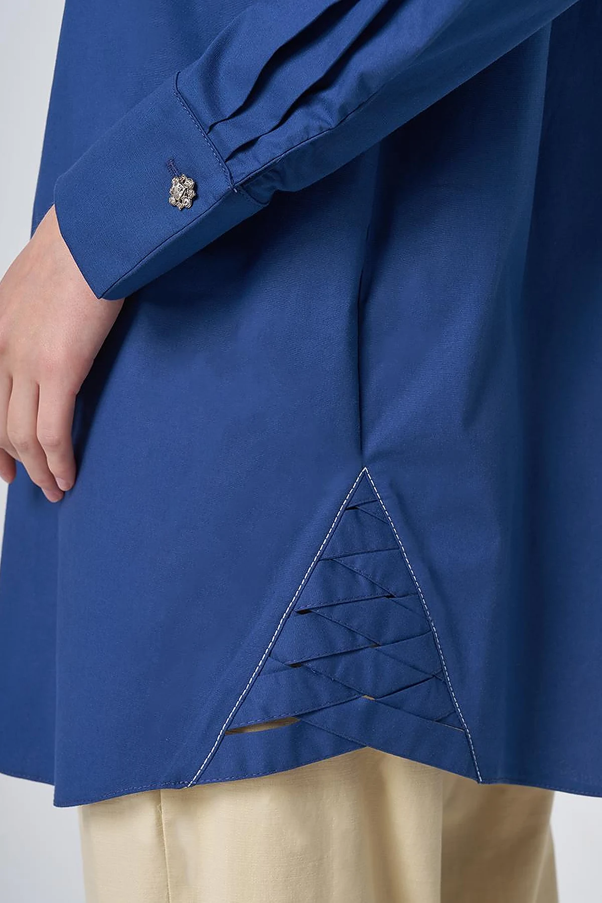 Stone-Embellished Cotton Tunic– Parliament Blue