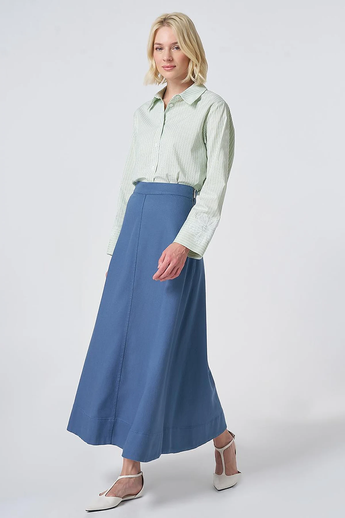 Punto Stitched Non Denim Skirt Indigo