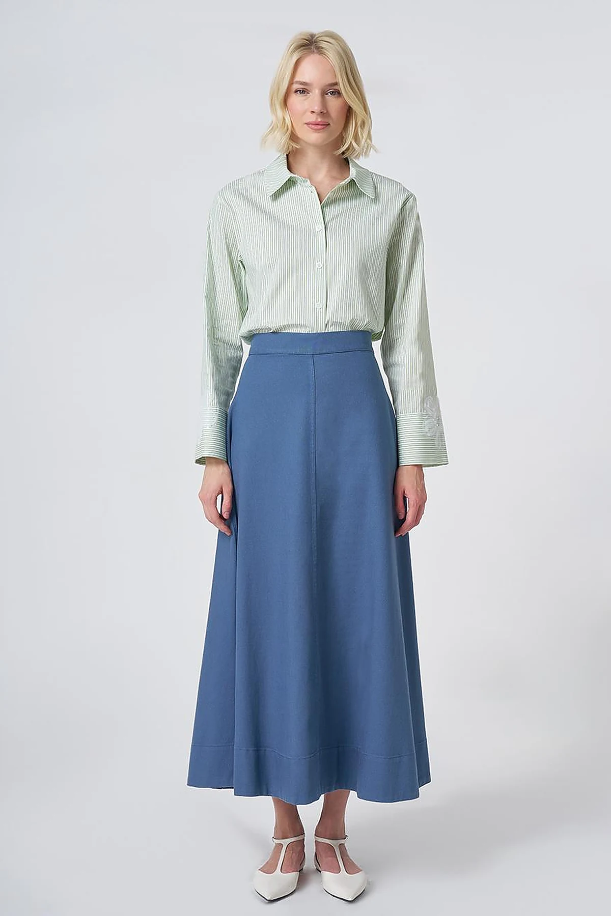 Punto Stitched Non Denim Skirt Indigo