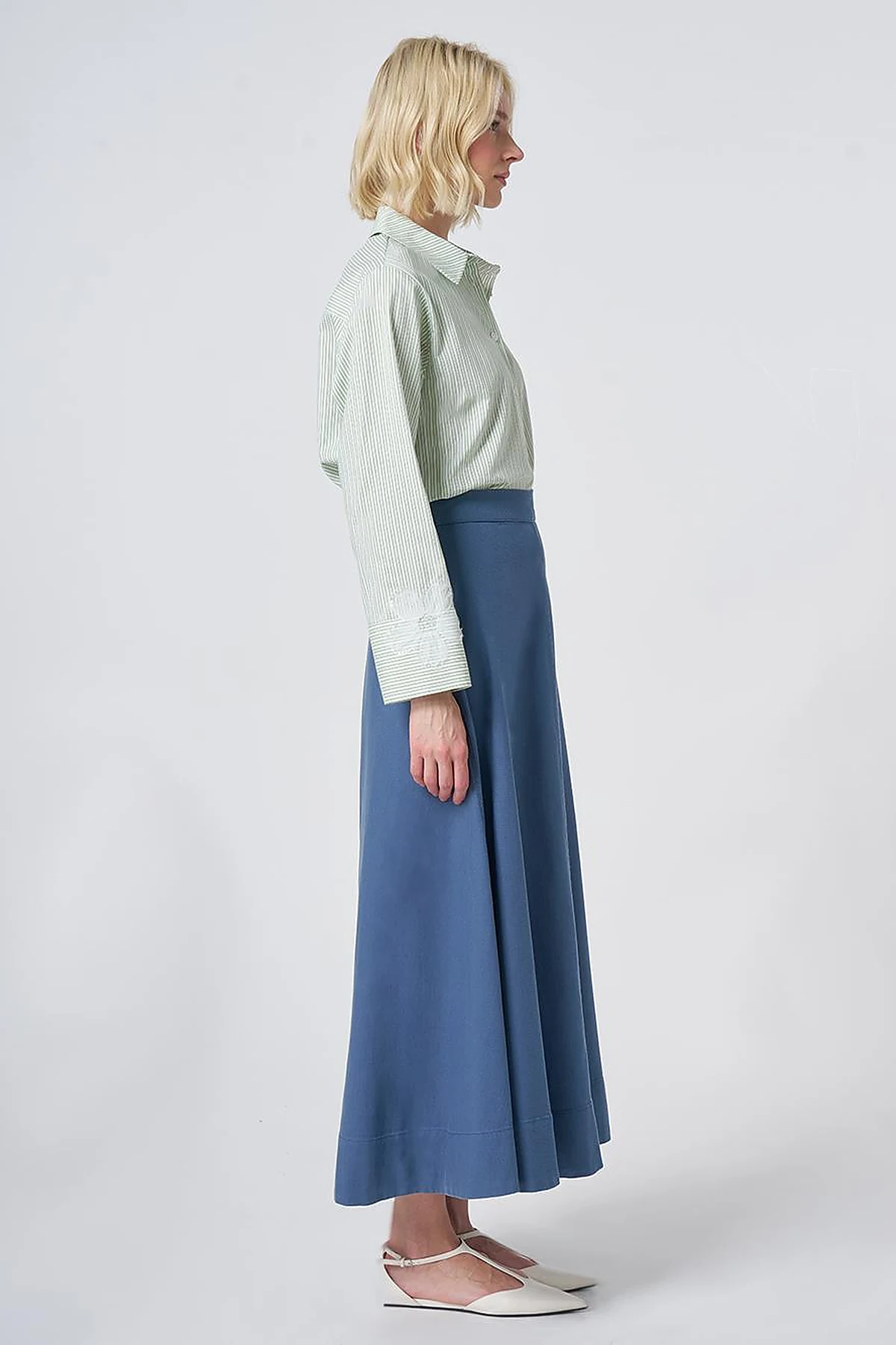 Punto Stitched Non Denim Skirt Indigo