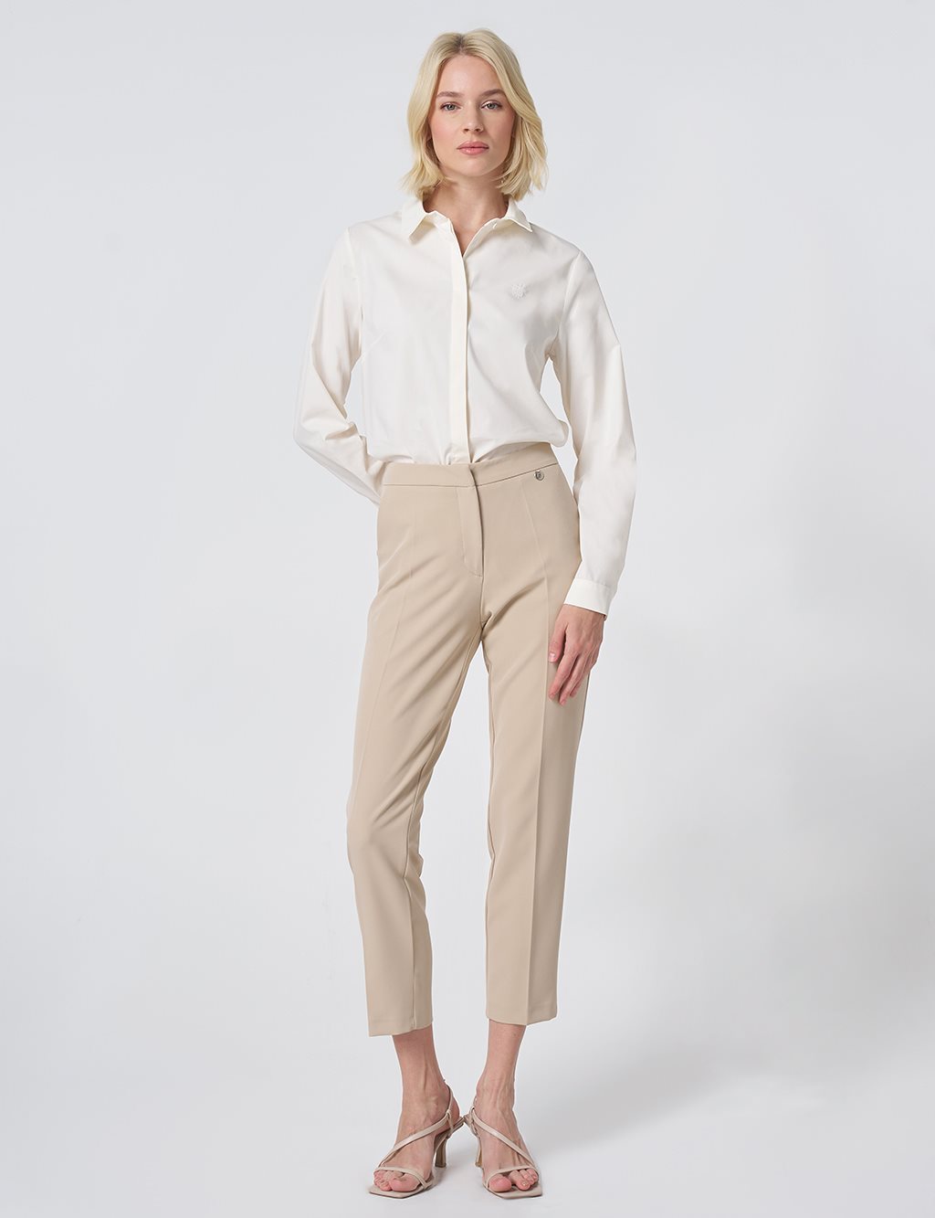 Pocket Detail Basic Tailored Trousers – Stone