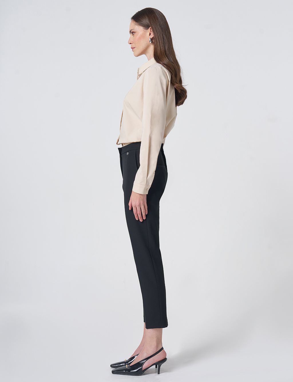 Pocket Detail Basic Tailored Trousers – Black
