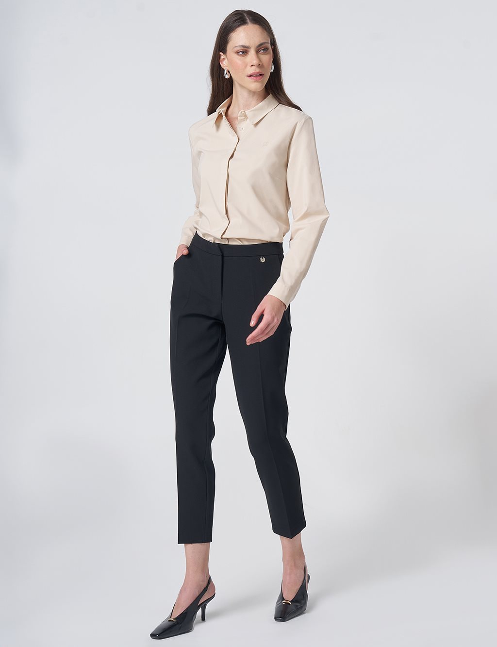 Pocket Detail Basic Tailored Trousers – Black