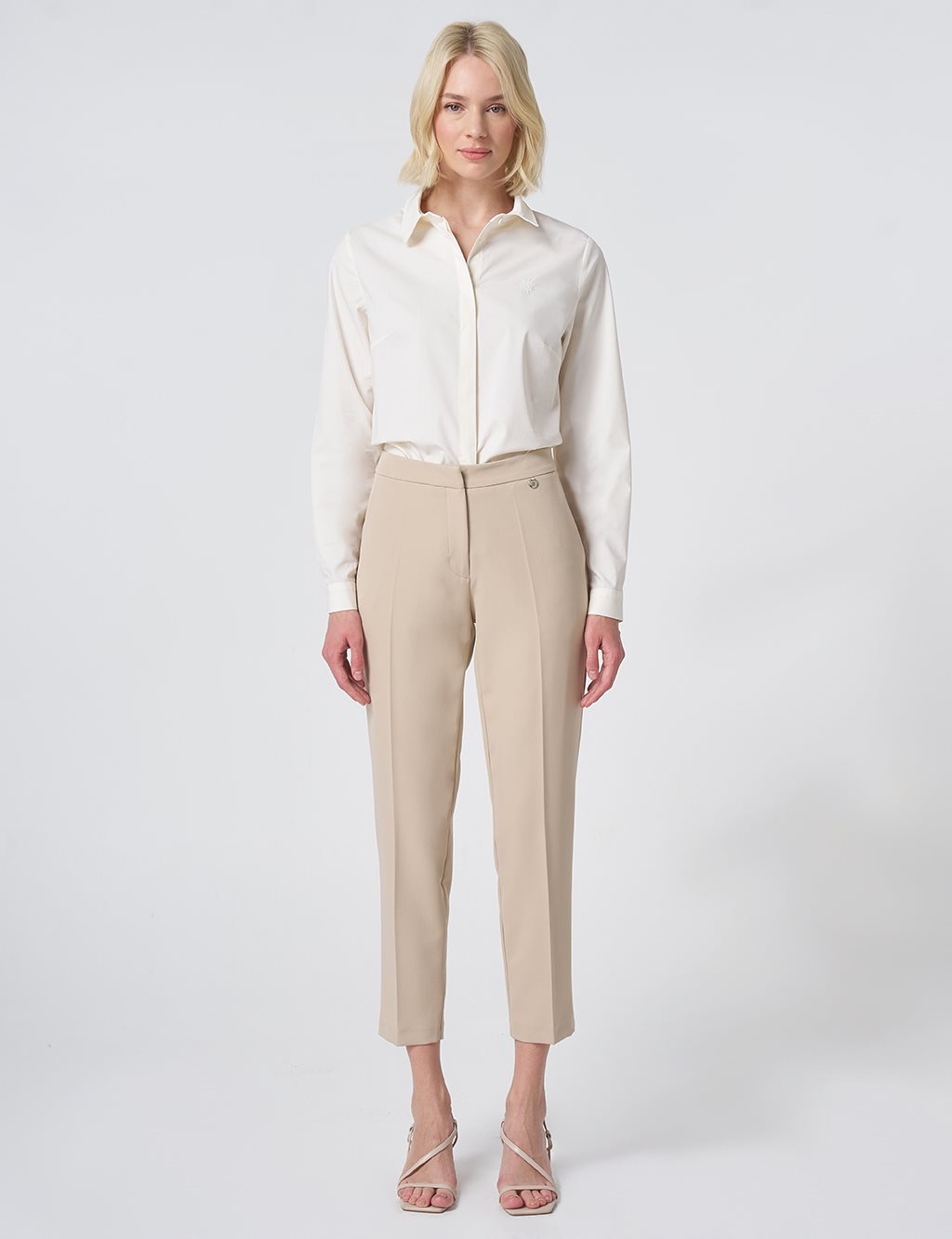 Pocket Detail Basic Tailored Trousers – Stone