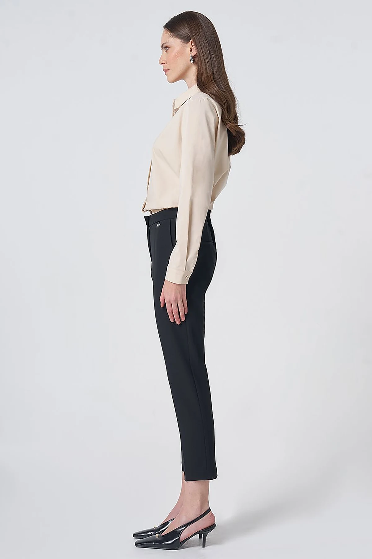 Pocket Detail Basic Tailored Trousers – Black