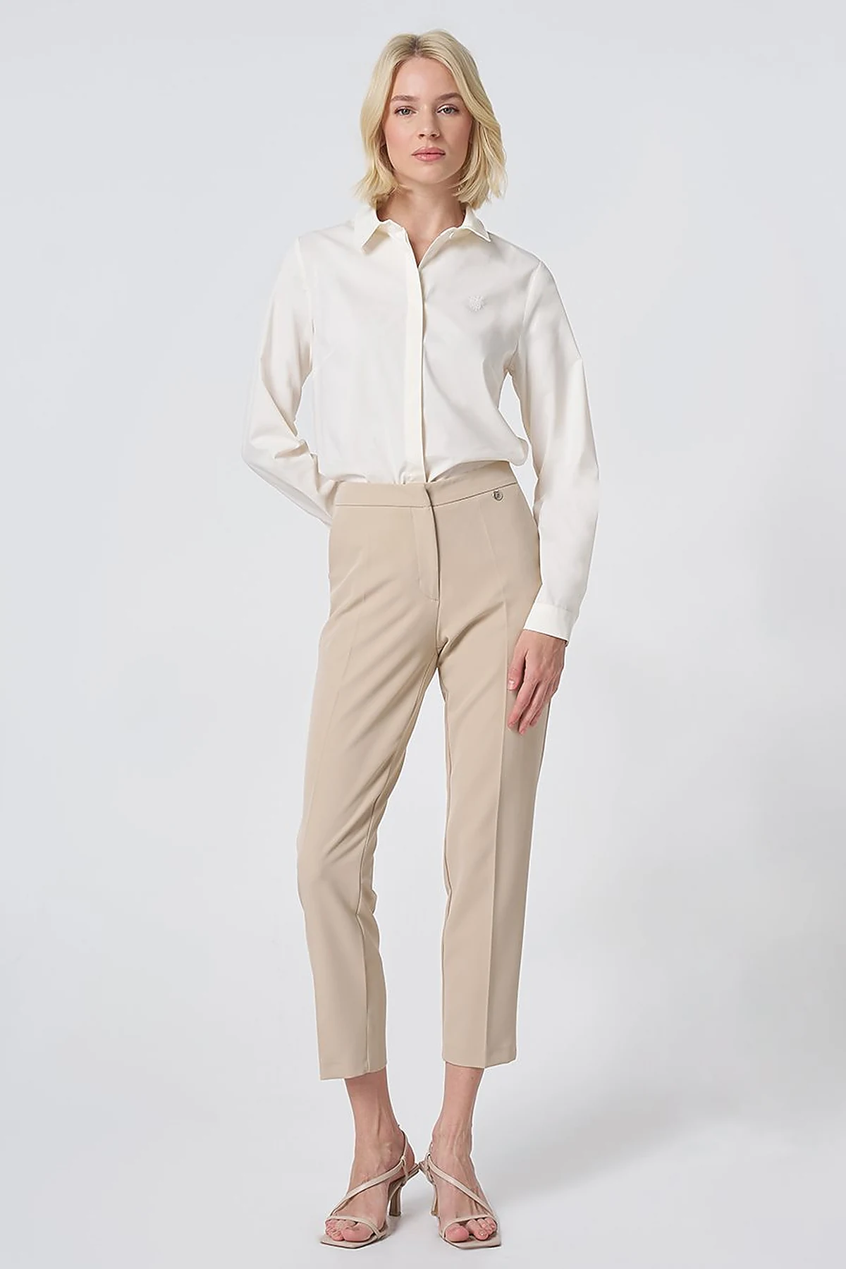 Pocket Detail Basic Tailored Trousers – Stone