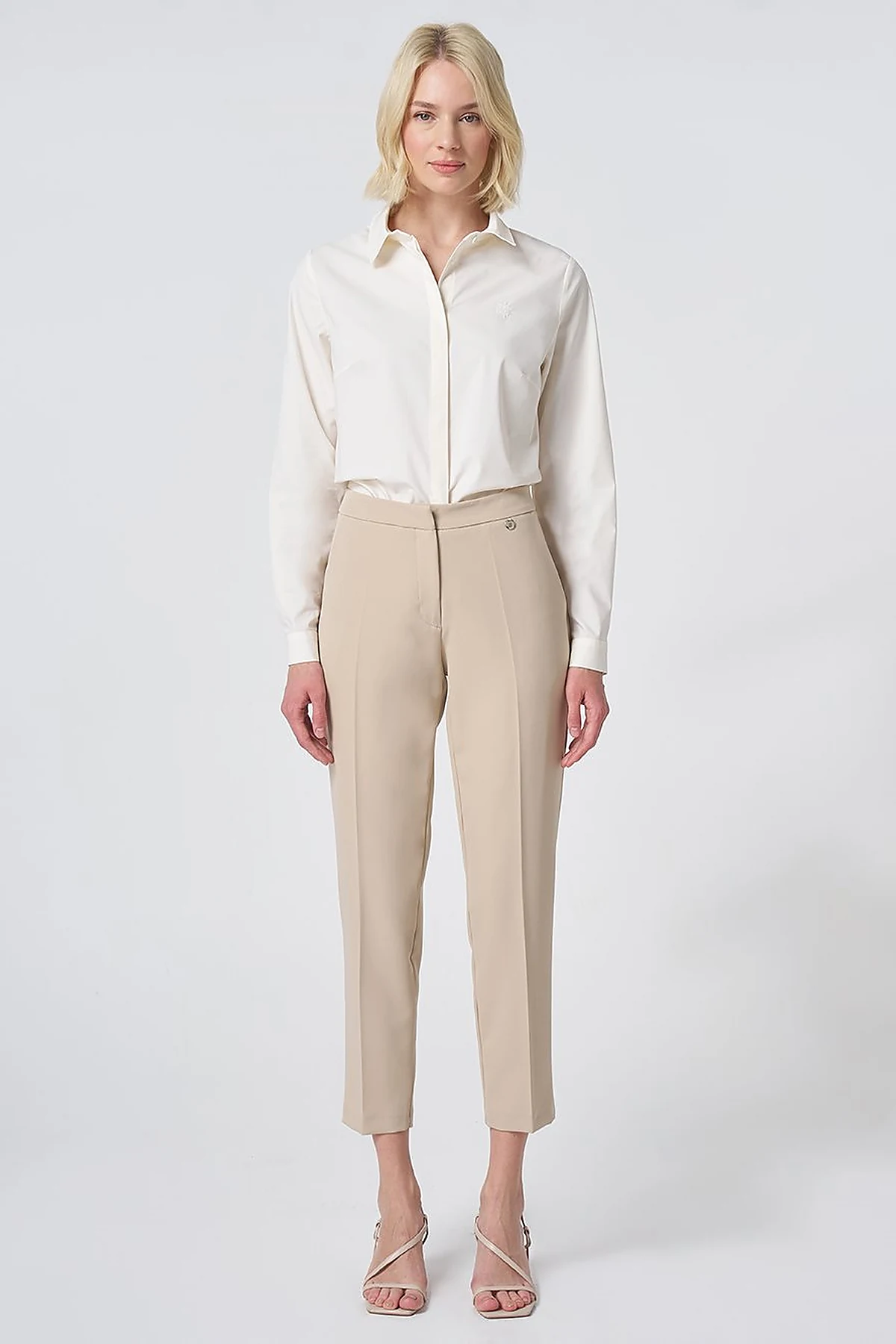 Pocket Detail Basic Tailored Trousers – Stone