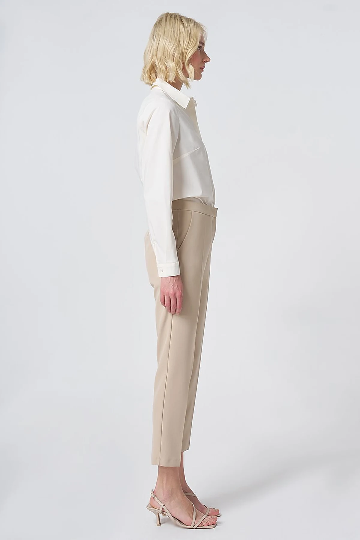 Pocket Detail Basic Tailored Trousers – Stone