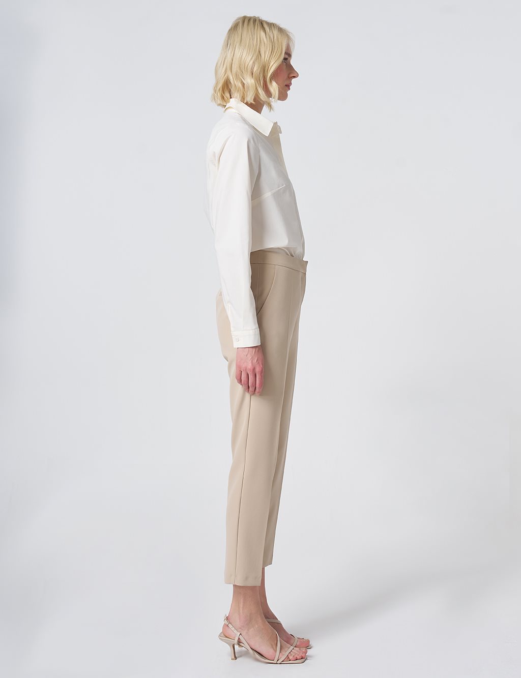 Pocket Detail Basic Tailored Trousers – Stone