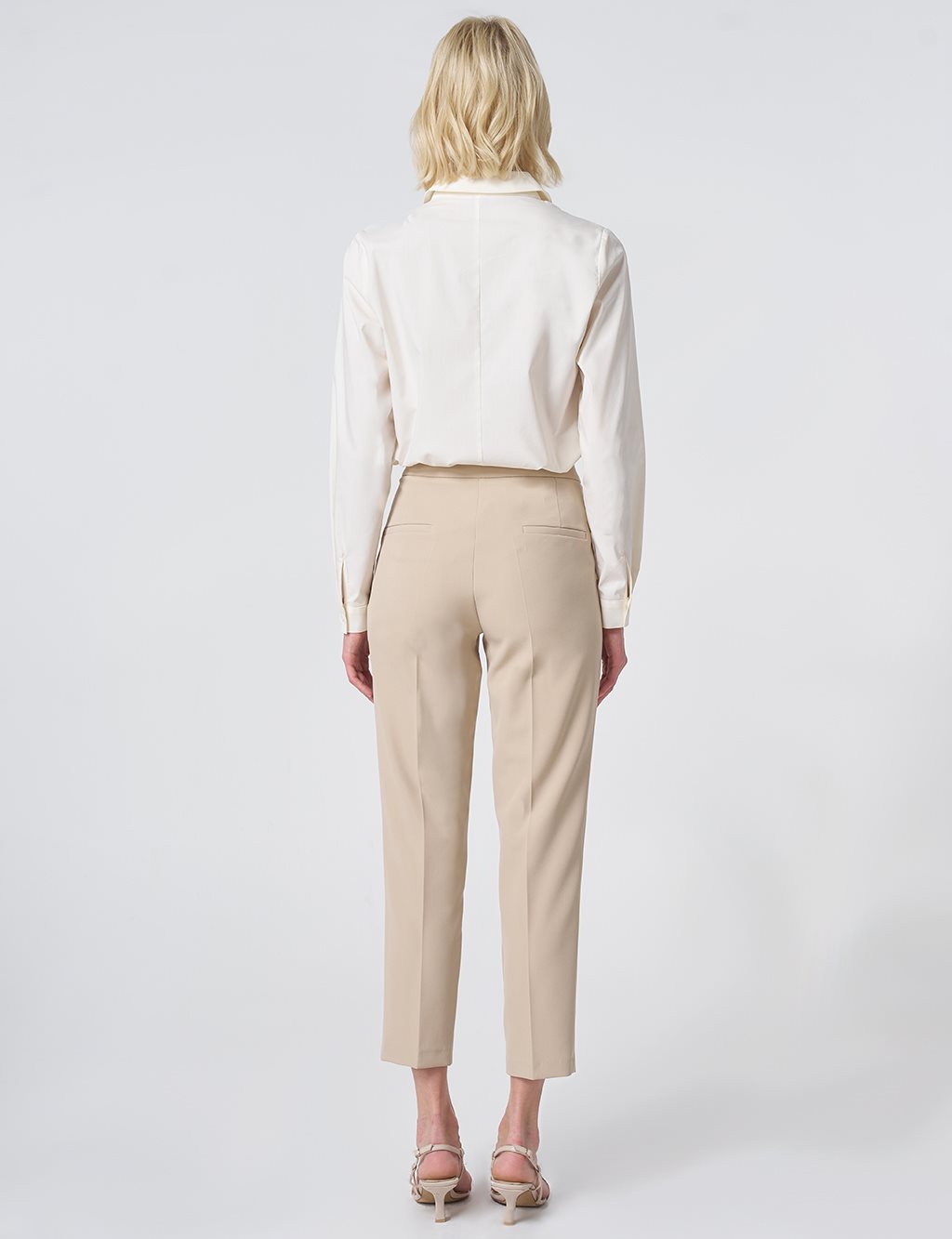 Pocket Detail Basic Tailored Trousers – Stone