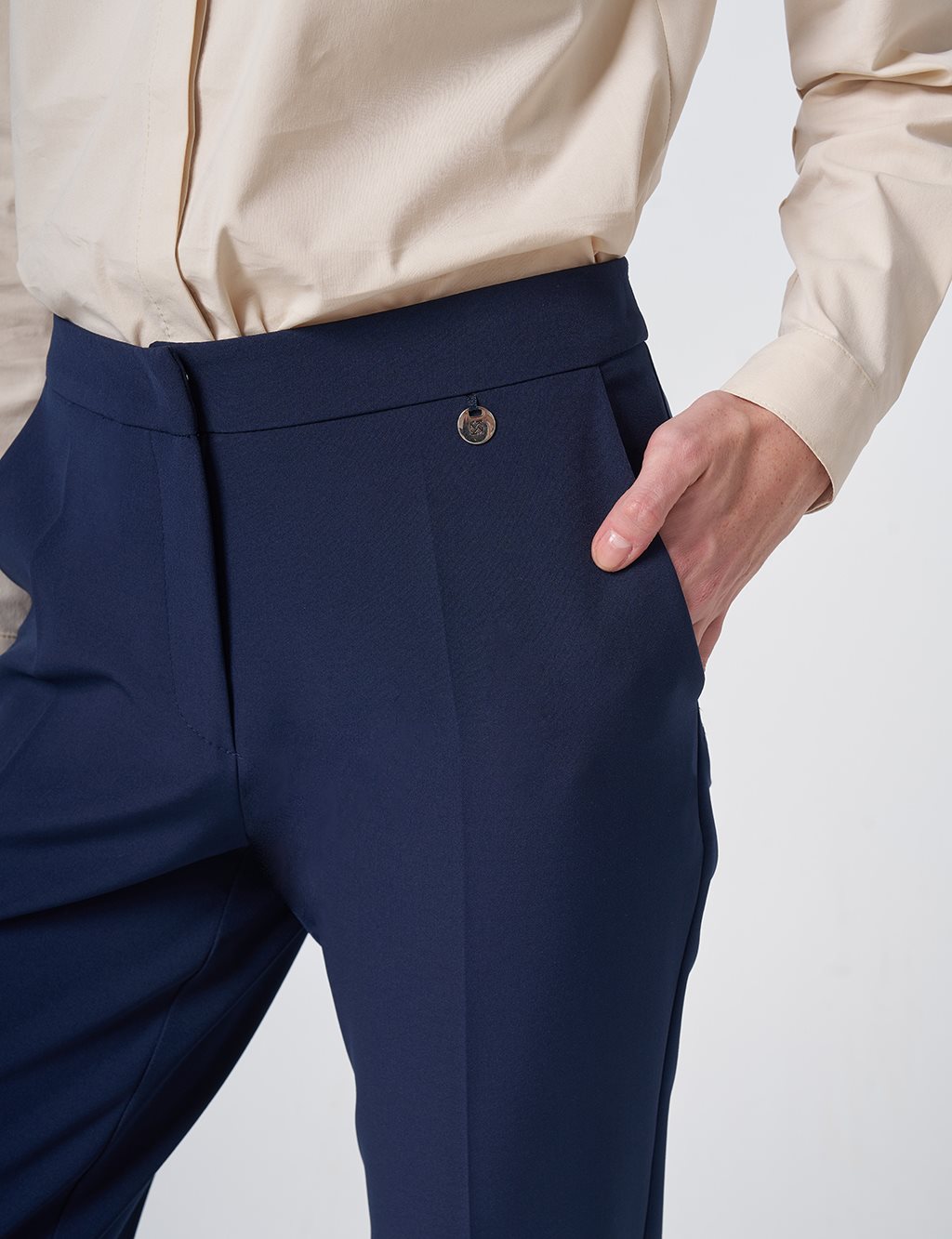 Pocket Detail Basic Tailored Trousers – Navy