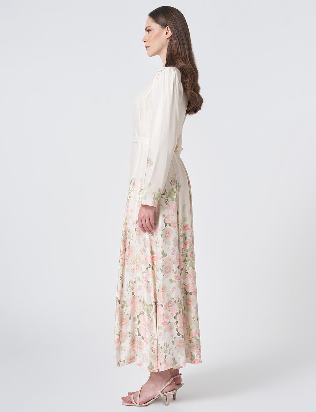 Floral Print Maxi Dress Cream