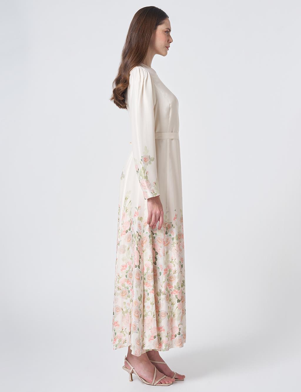 Floral Print Maxi Dress Cream