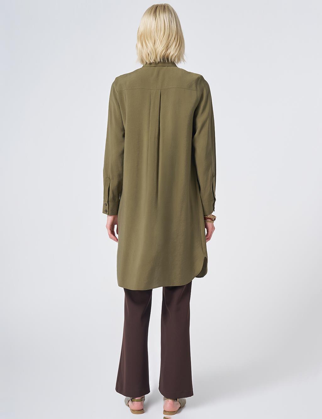 Hidden Placket Basic Modal Tunic – Khaki