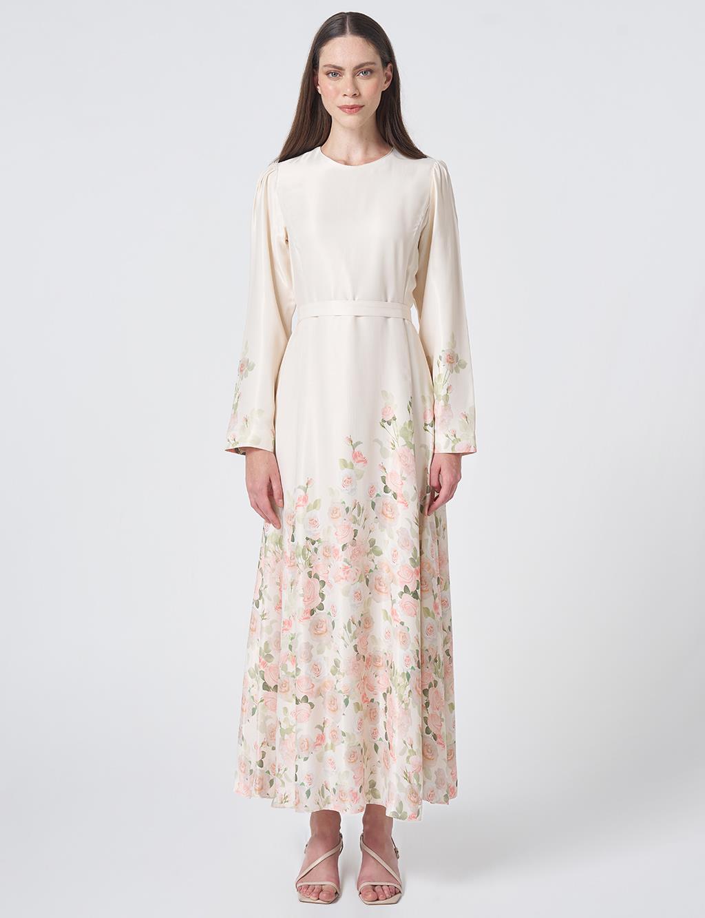 Floral Print Maxi Dress Cream