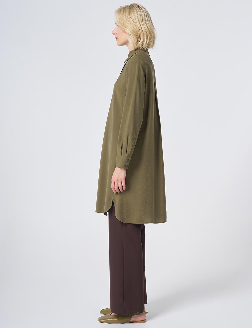 Hidden Placket Basic Modal Tunic – Khaki