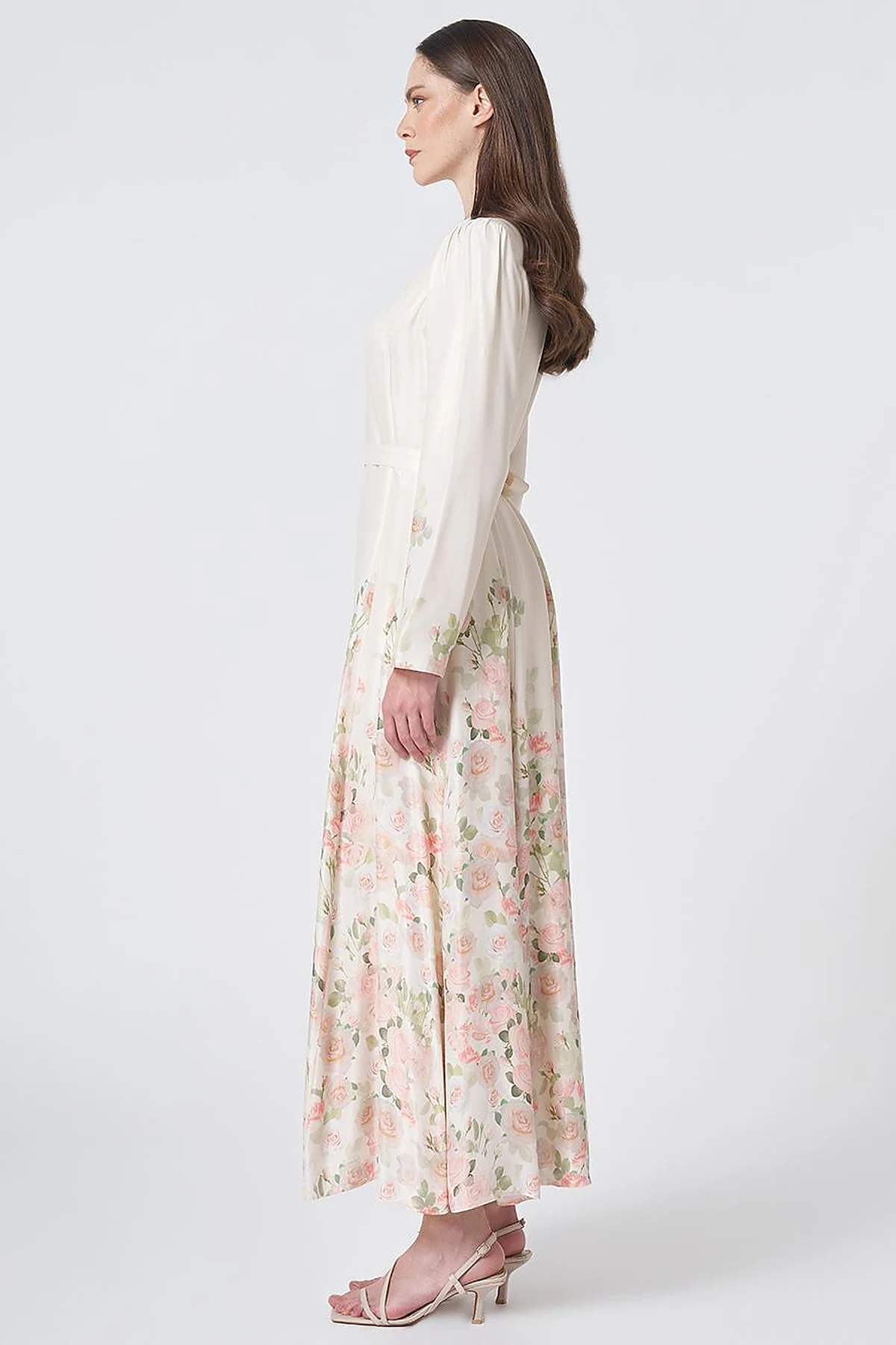 Floral Print Maxi Dress Cream