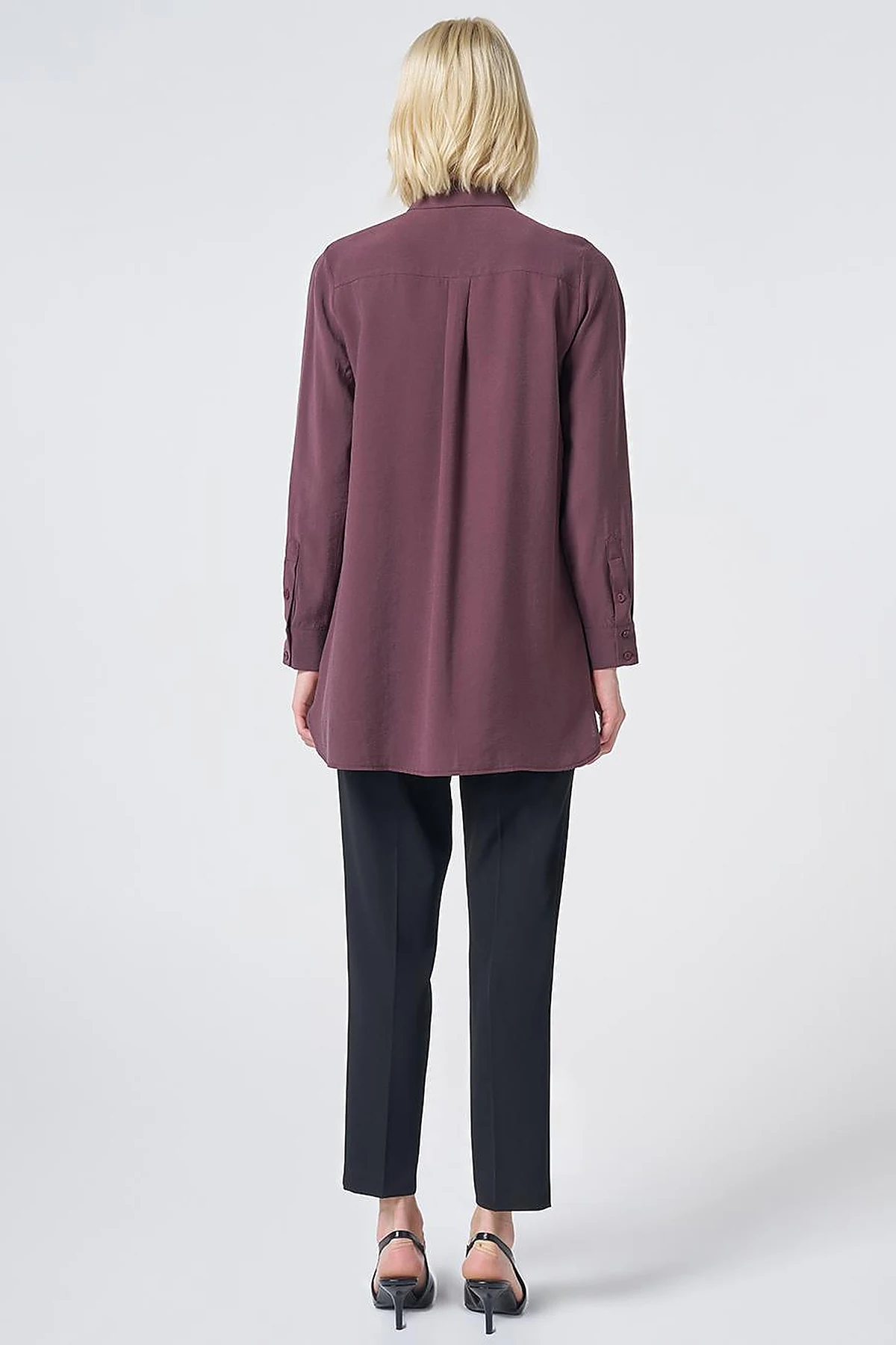 Shirt Collar Basic Modal Tunic – Burgundy