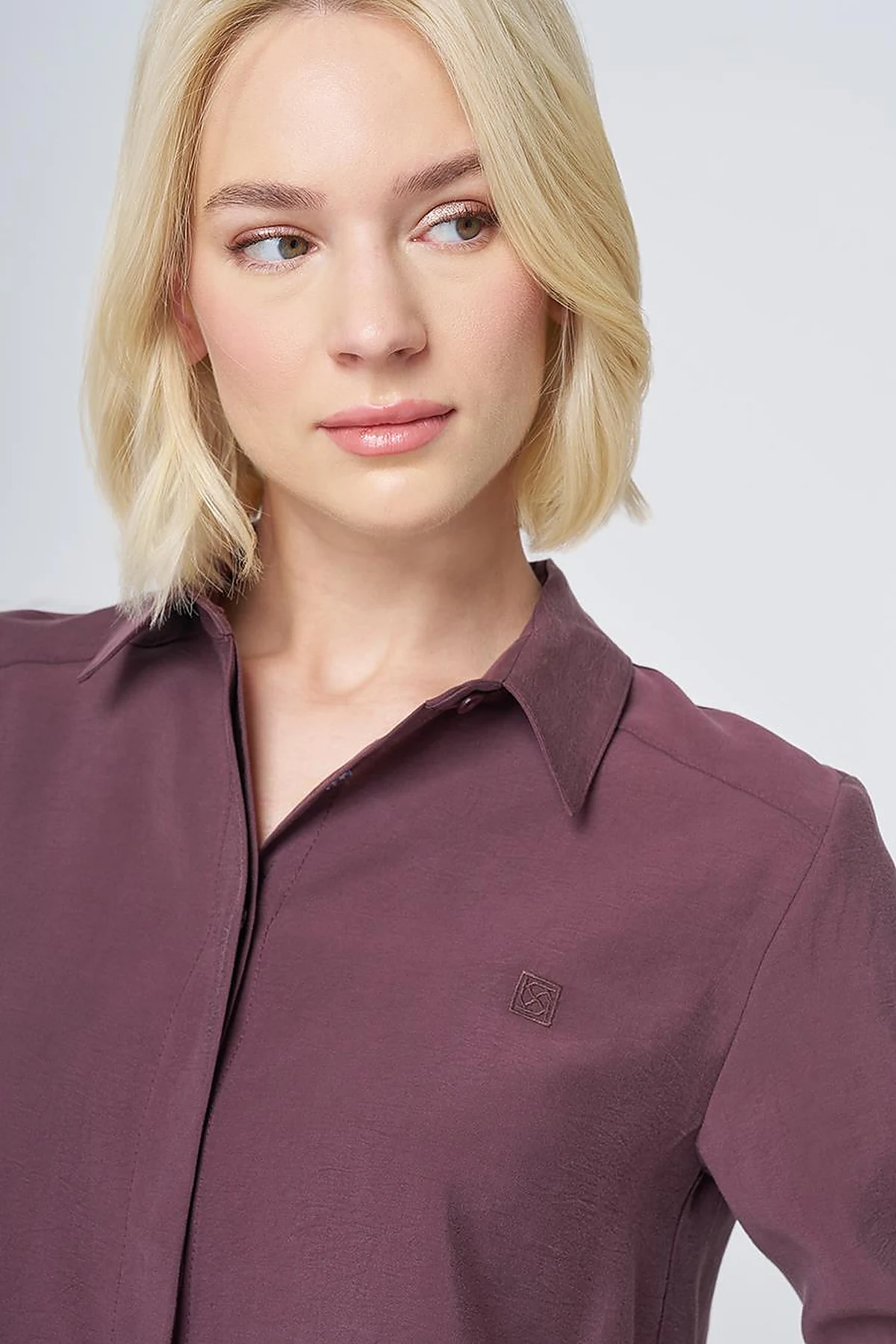 Shirt Collar Basic Modal Tunic – Burgundy