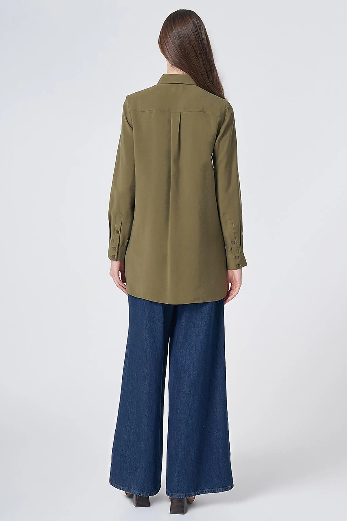 Shirt Collar Basic Modal Tunic – Khaki