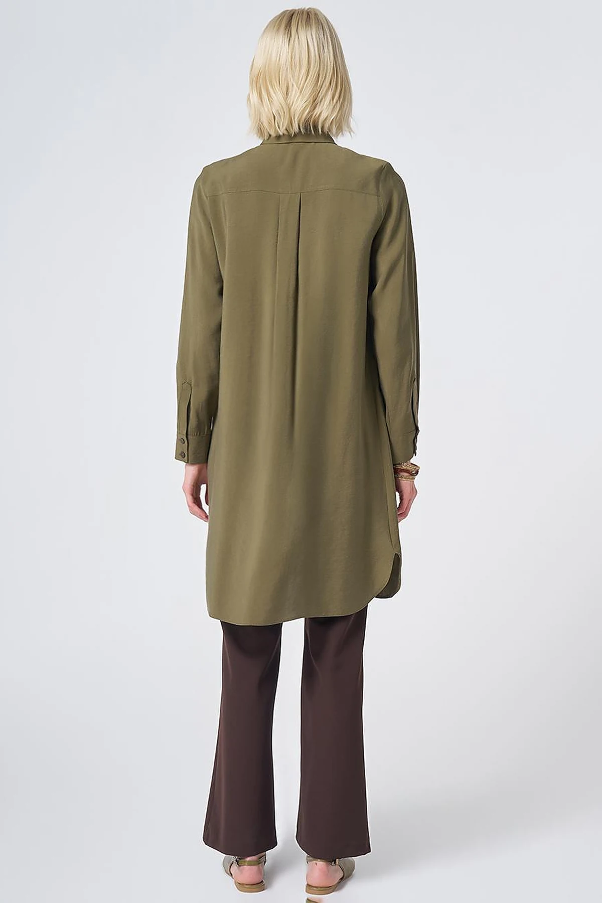 Hidden Placket Basic Modal Tunic – Khaki