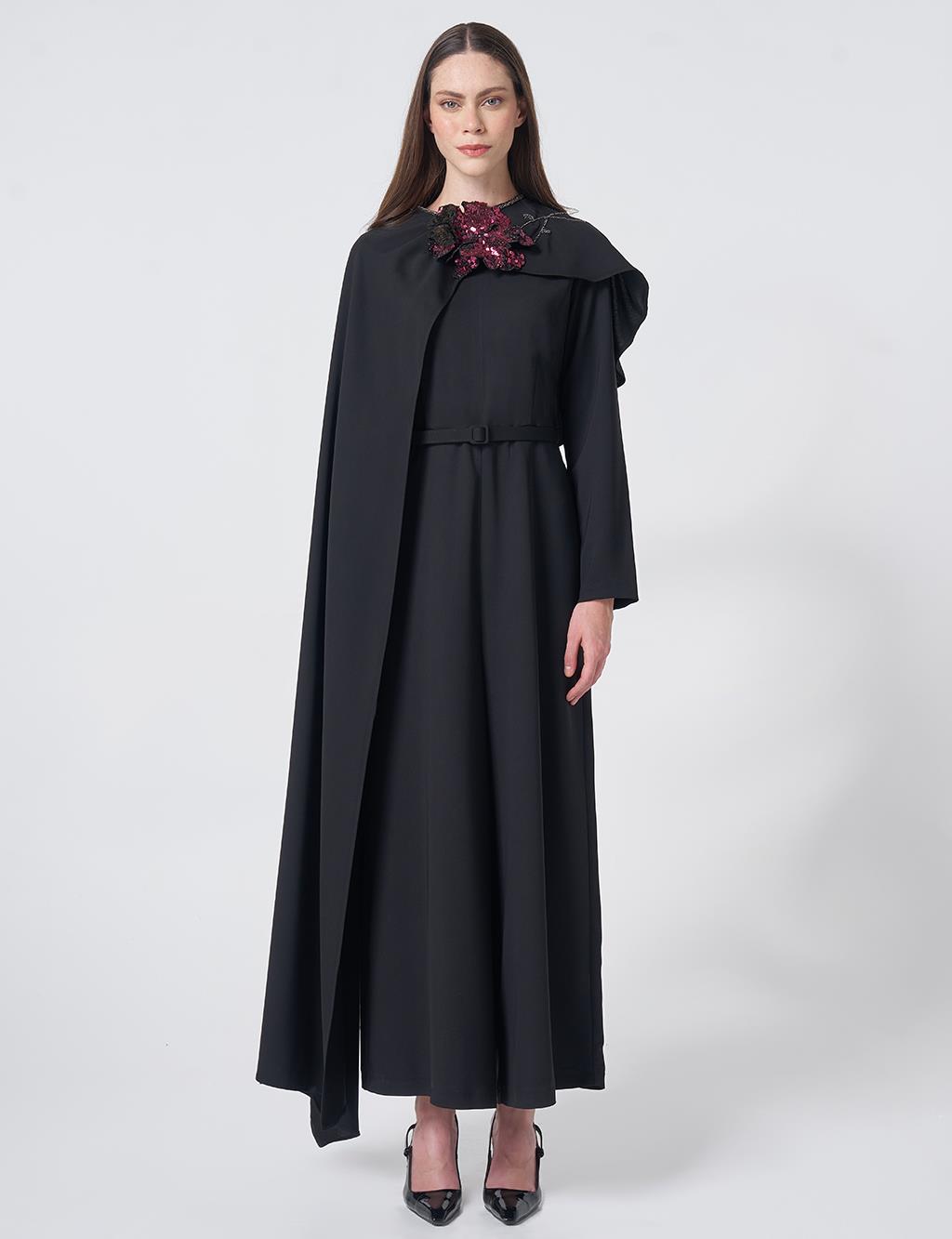 Elegant Embroidered Jumpsuit – Black