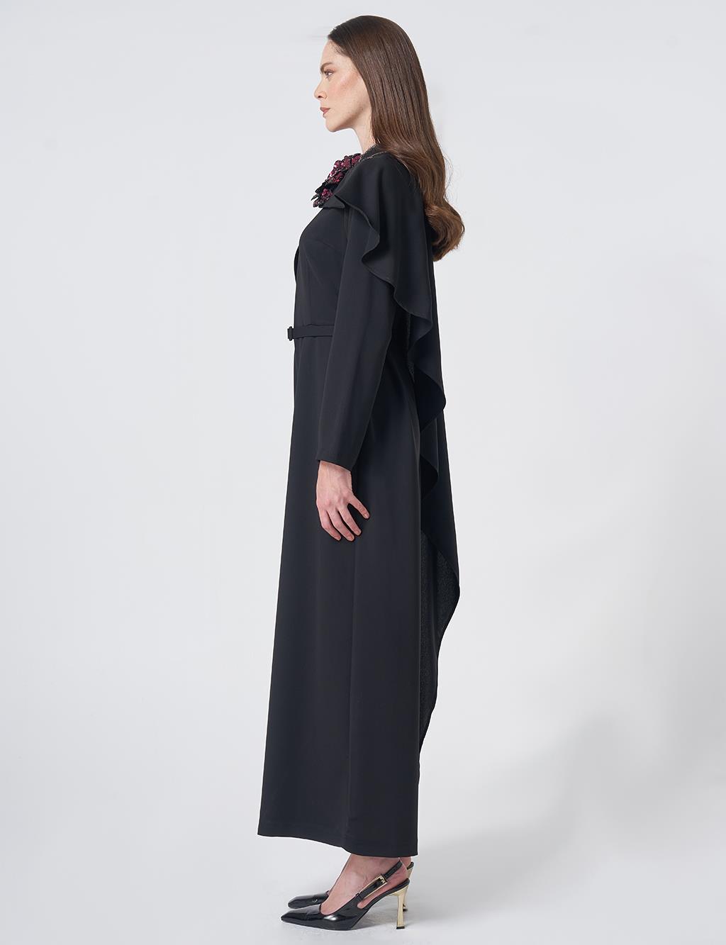 Elegant Embroidered Jumpsuit – Black
