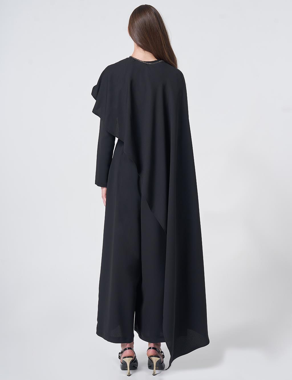 Elegant Embroidered Jumpsuit – Black