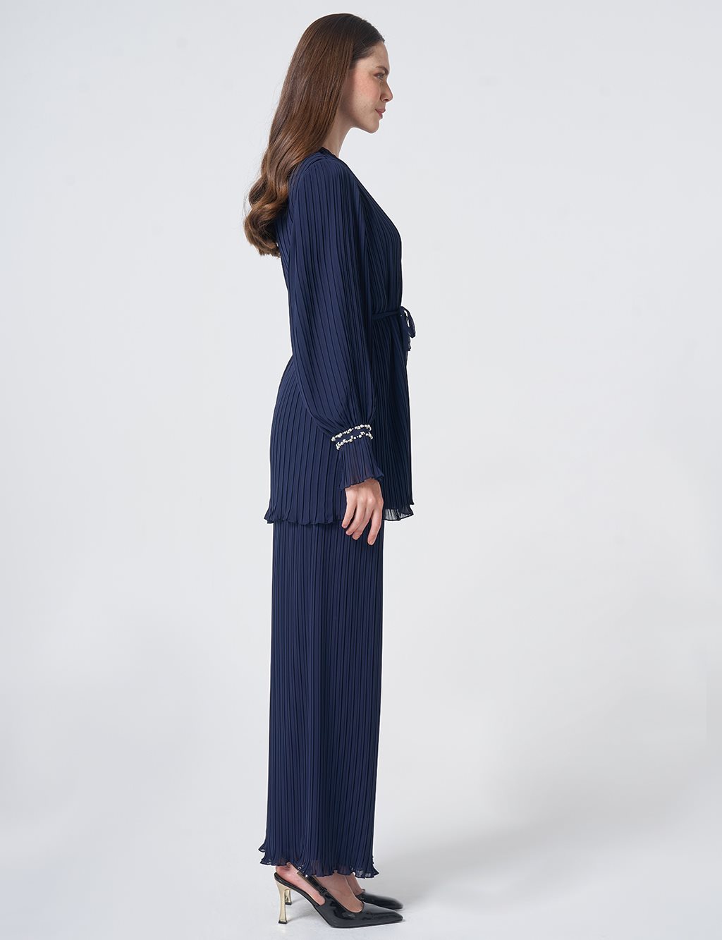 Pleated Two-Piece Set – Dark Navy