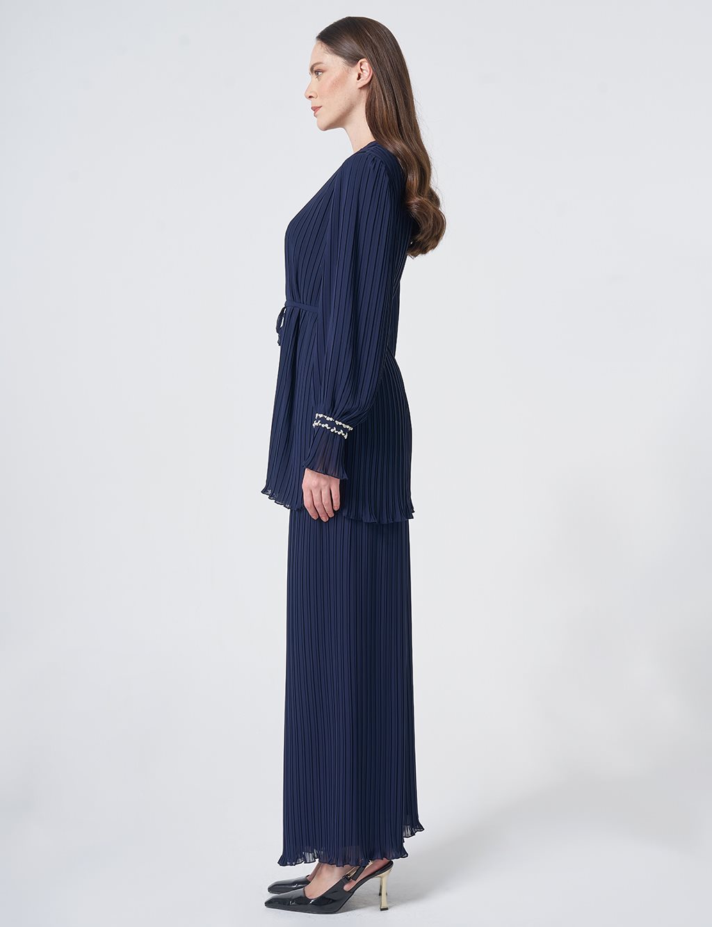 Pleated Two-Piece Set – Dark Navy